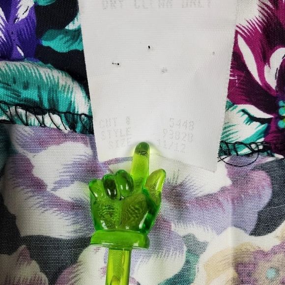 Vintage All That Jazz Scallop V-Neck Floral Button Front Sheath Dress Sz 11/12 - Picture 4 of 4